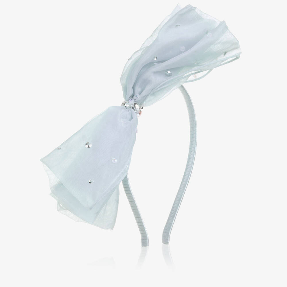Tutu du Monde-Girls Blue Organza Bow Hairband with Sequins | Childrensalon