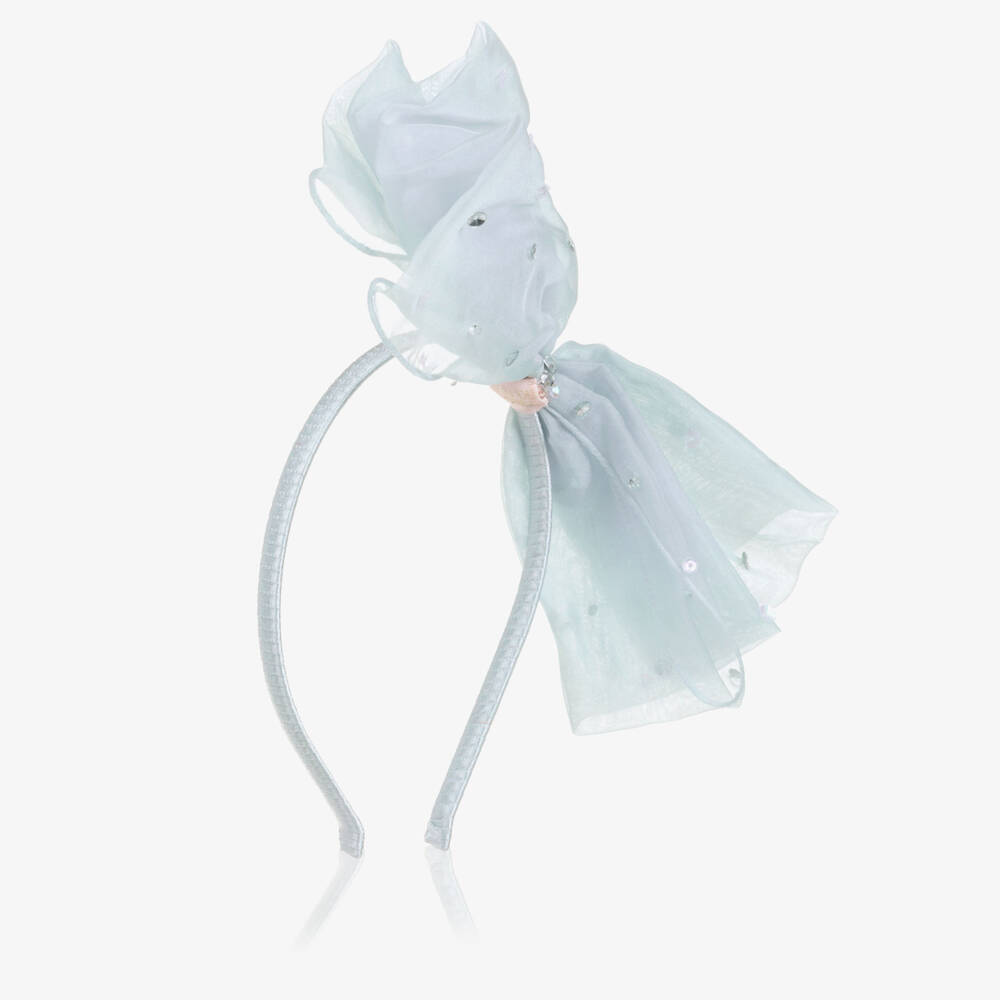 Tutu du Monde-Girls Blue Organza Bow Hairband with Sequins | Childrensalon