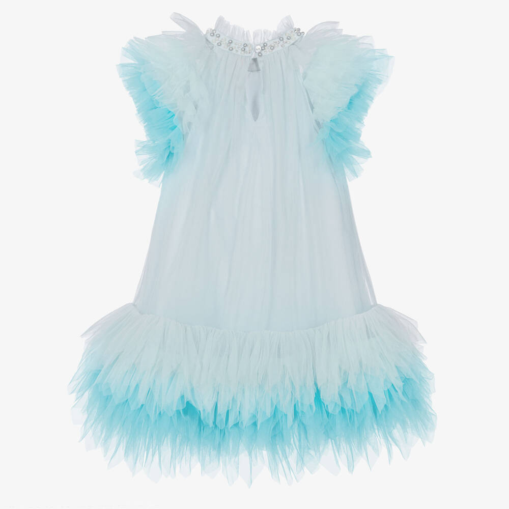 Tutu du Monde-Girls Blue Tulle Dress with Beaded Neckline | Childrensalon