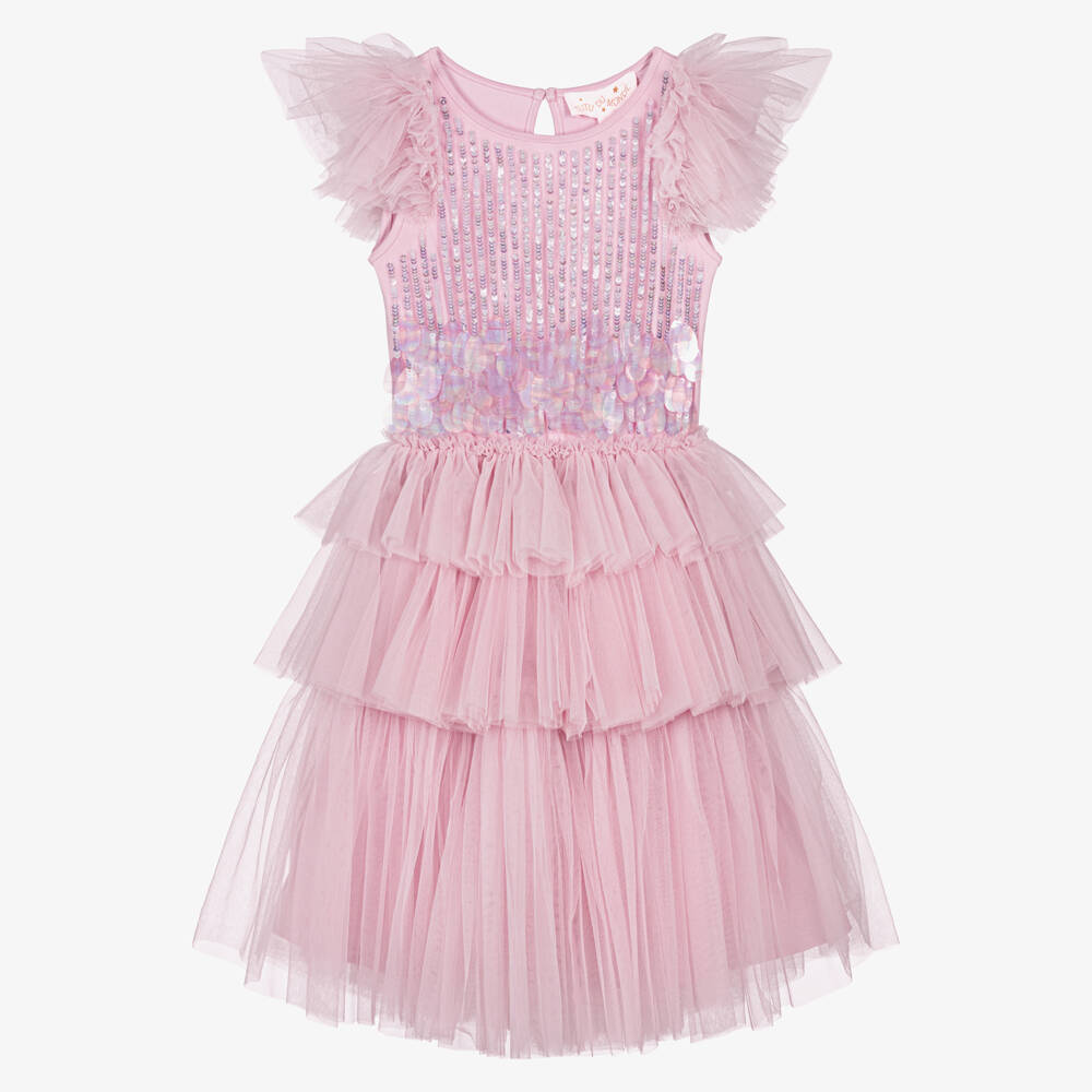 Tutu du Monde-Girls Candy Pink Tulle Dress with Sequin Embellishments | Childrensalon