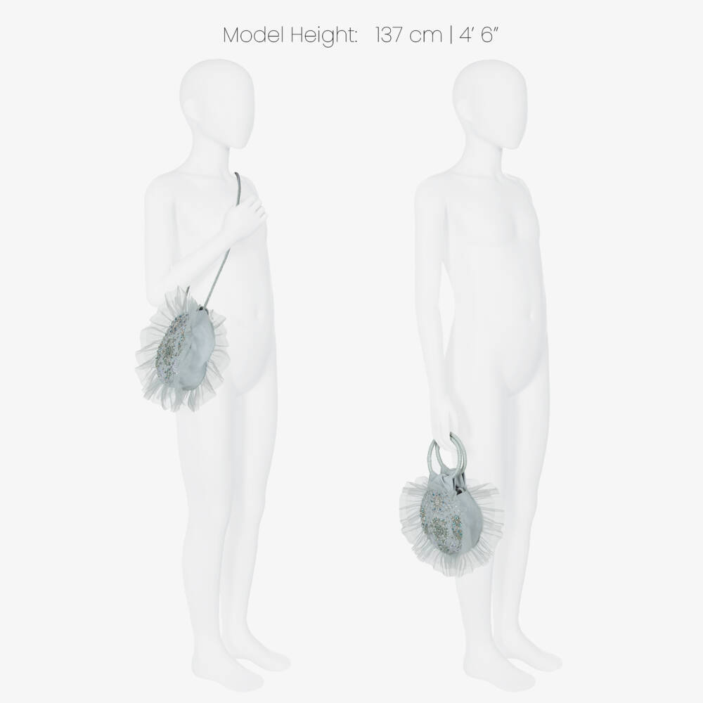 Tutu du Monde-Girls Circular Blue Jewelled Tulle & Cotton Bag (17cm) | Childrensalon