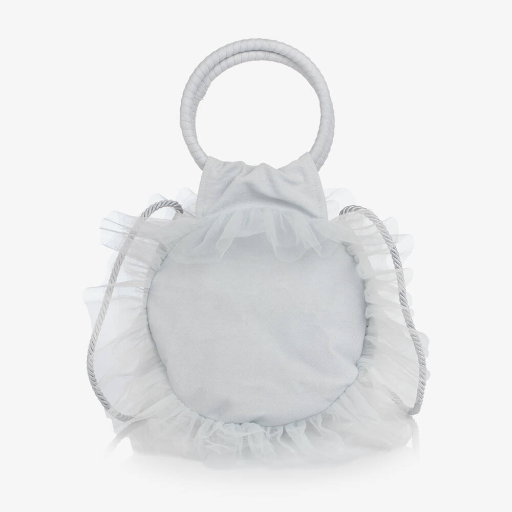Tutu du Monde-Girls Circular Blue Jewelled Tulle & Cotton Bag (17cm) | Childrensalon