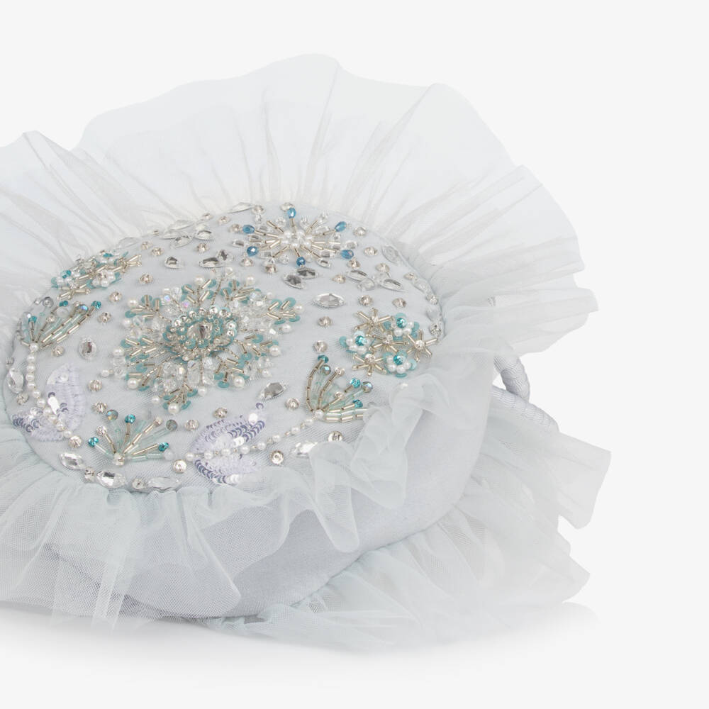Tutu du Monde-Girls Circular Blue Jewelled Tulle & Cotton Bag (17cm) | Childrensalon