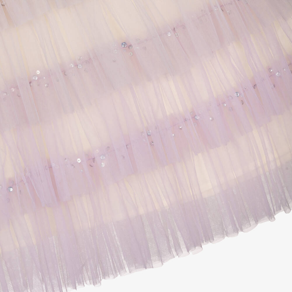 Tutu du Monde-Платье кремовое из тюля с сиреневыми отделками для девочек | Childrensalon