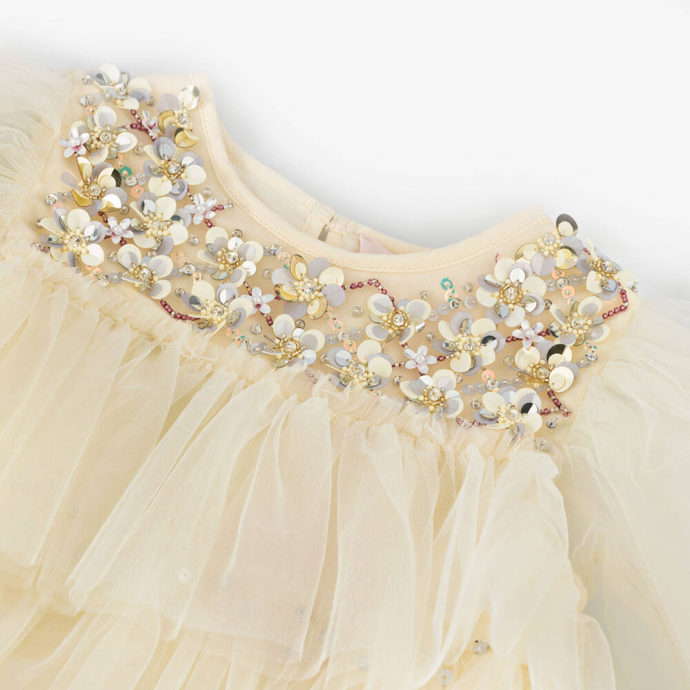 Tutu du Monde-Платье из кремового тюля с цветами из пайеток для девочек | Childrensalon