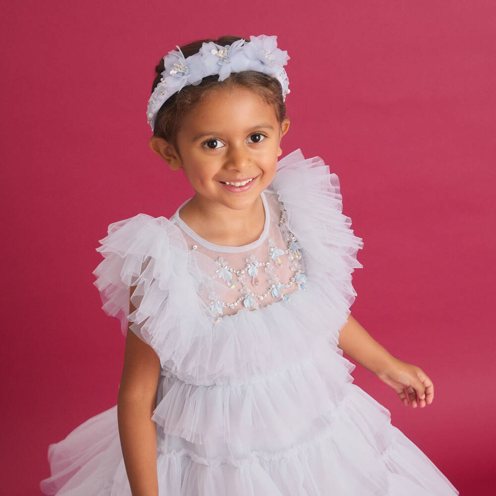 Tutu du Monde-Girls Lavender Blue Tiered Tulle Dress | Childrensalon