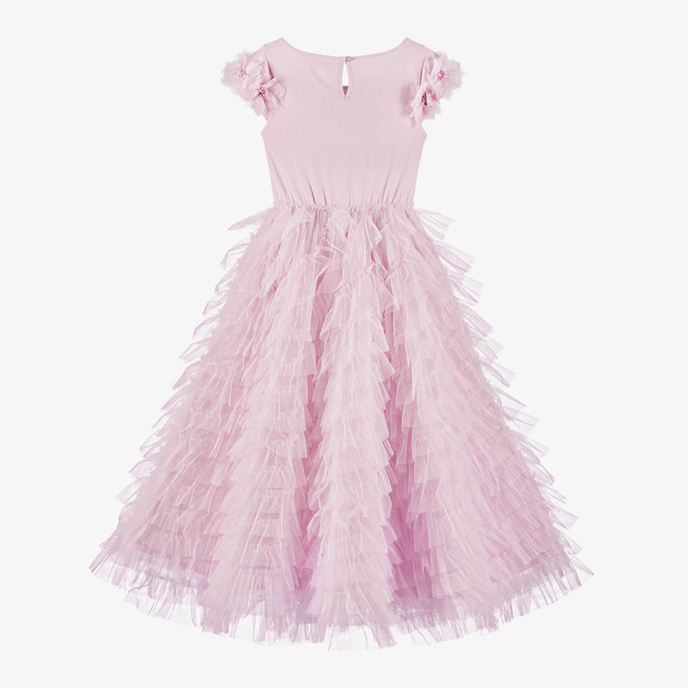 Tutu du Monde-Girls Lilac Beaded Maxi Tulle Dress with Ruffles | Childrensalon