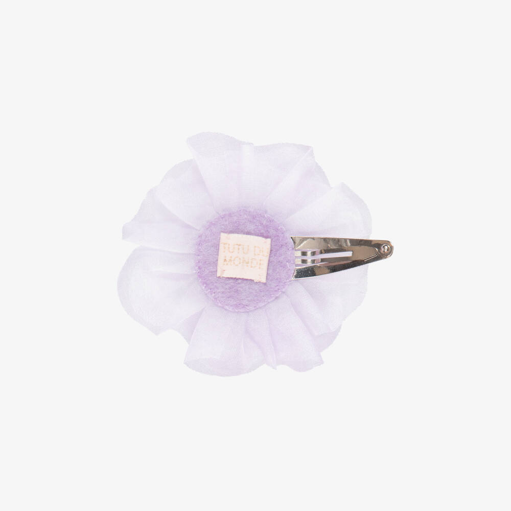 Tutu du Monde-Girls Lilac Organza Beaded Hair Clip | Childrensalon