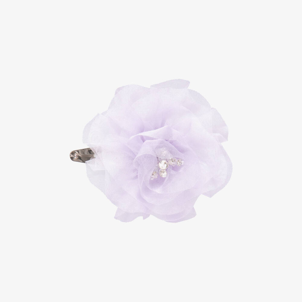 Tutu du Monde-Girls Lilac Organza Beaded Hair Clip | Childrensalon