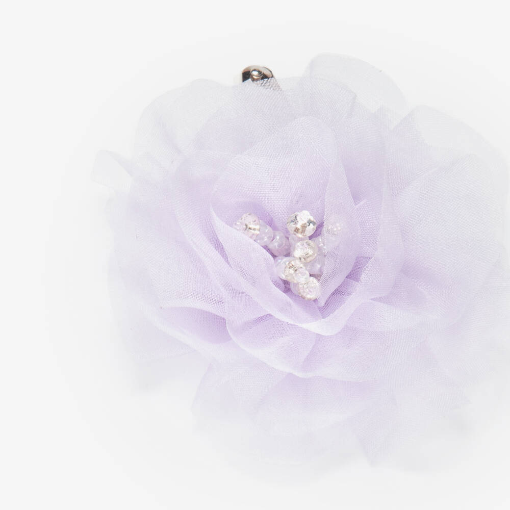 Tutu du Monde-Girls Lilac Organza Beaded Hair Clip | Childrensalon