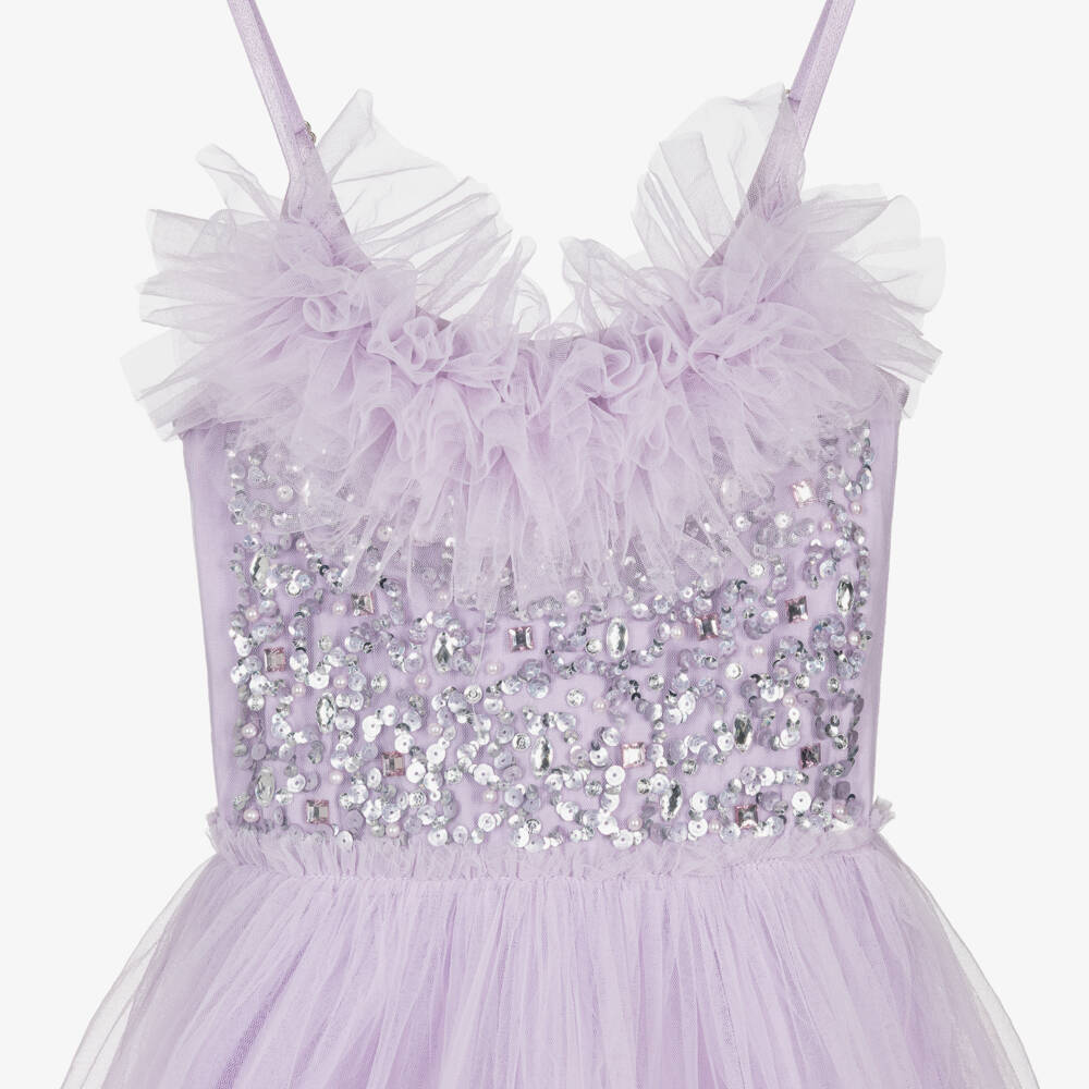 Tutu du Monde-Girls Lilac Purple Tiered Tulle Dress with Sequins | Childrensalon