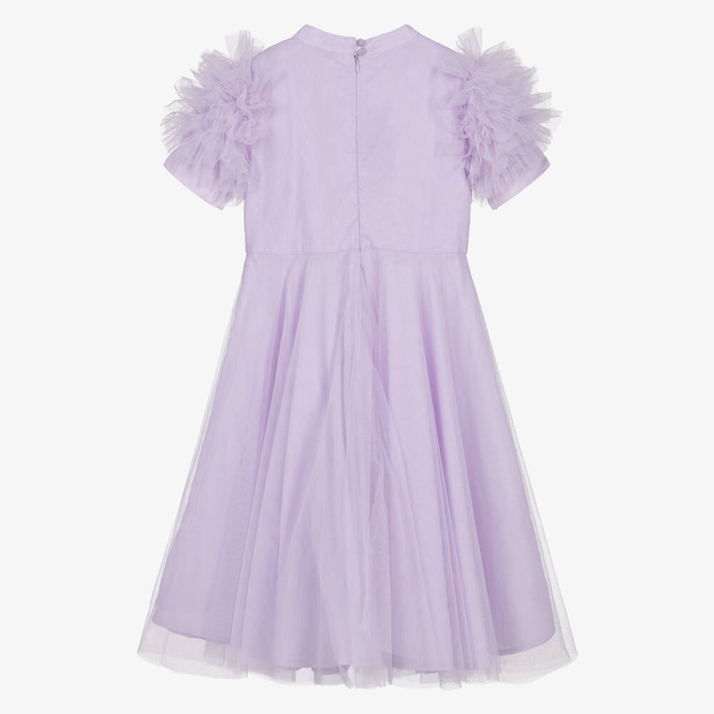 Tutu du Monde-Girls Lilac Purple Tulle Dress with Ruffle Sleeves | Childrensalon
