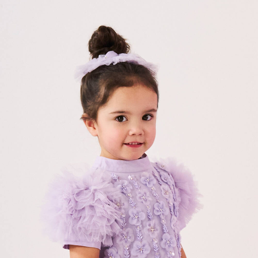 Tutu du Monde-Girls Lilac Tulle & Sequin Scrunchie | Childrensalon