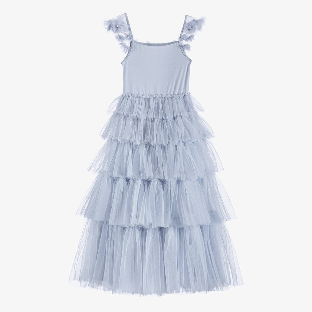 Tutu du Monde-Girls Long Lavender Blue Tiered Tulle Dress | Childrensalon