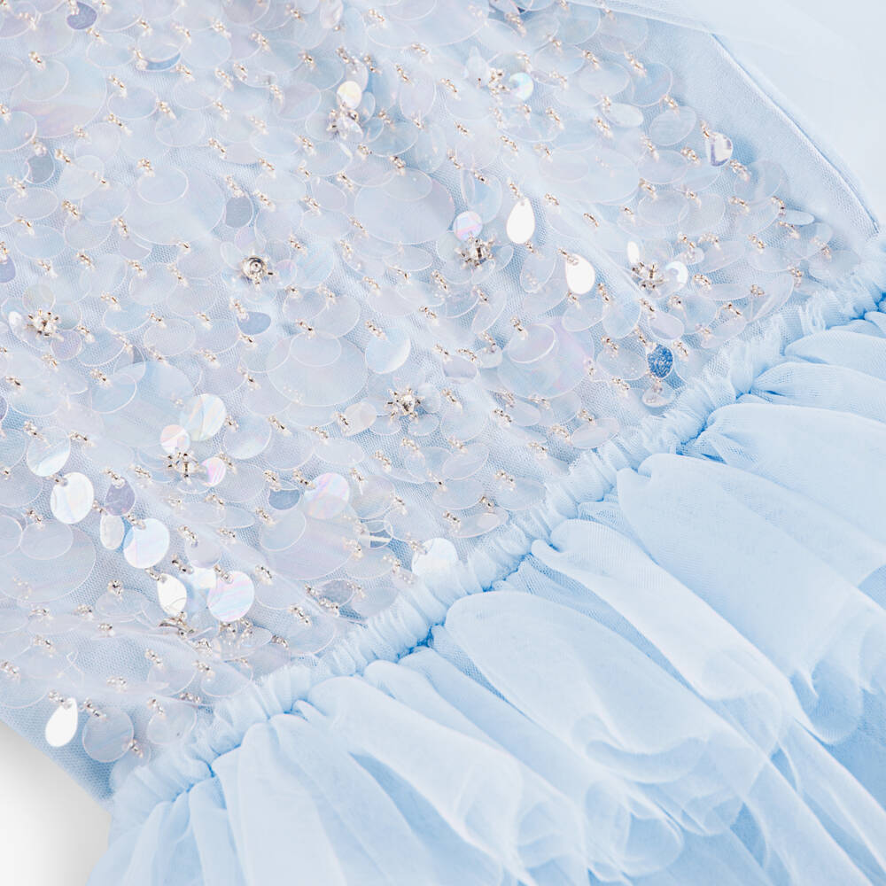 Tutu du Monde-Girls Pale Blue Tulle Cape-Style Maxi Dress | Childrensalon