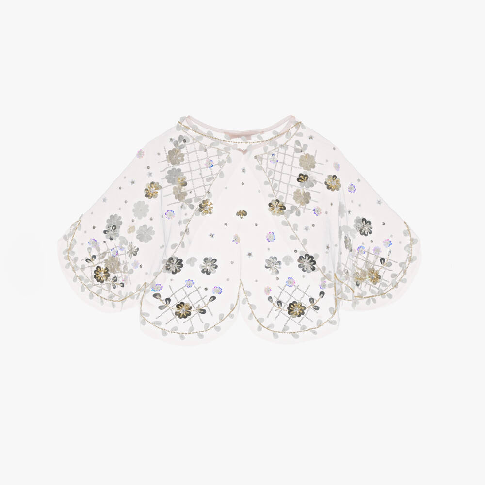 Tutu du Monde-Girls Pale Blush Pink Tulle & Sequin Cape | Childrensalon