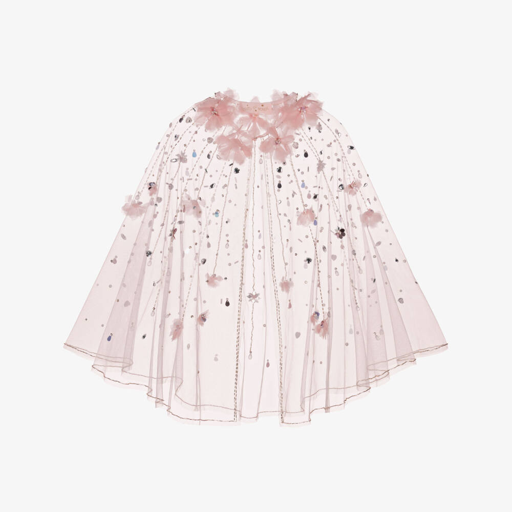 Tutu du Monde-كيب تول مزين بالخرز والورود لون زهري فاتح للبنات | Childrensalon