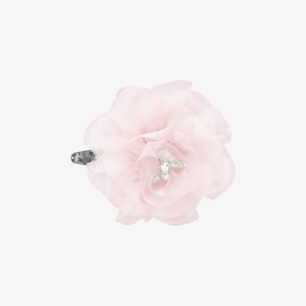 Tutu du Monde-Girls Pale Pink Organza Beaded Hair Clip | Childrensalon
