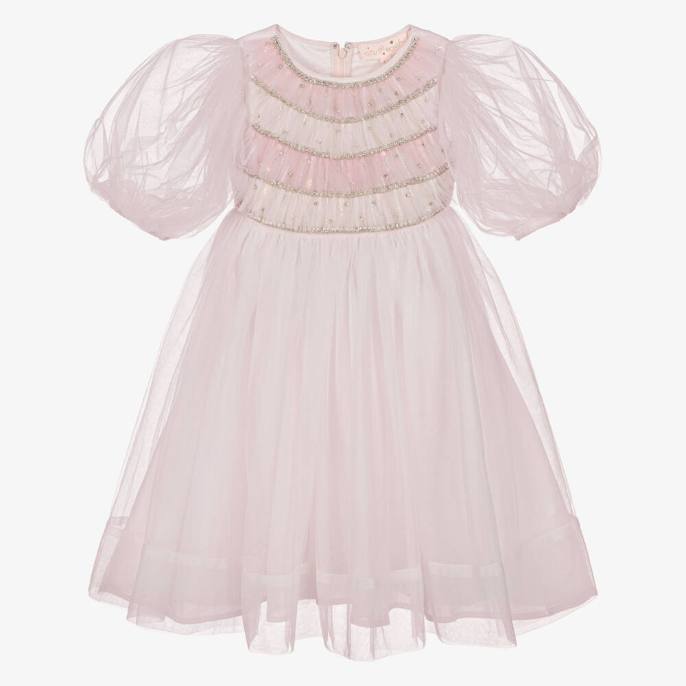 Tutu du Monde-Платье розовое из тюля с пышными рукавами для девочек  | Childrensalon
