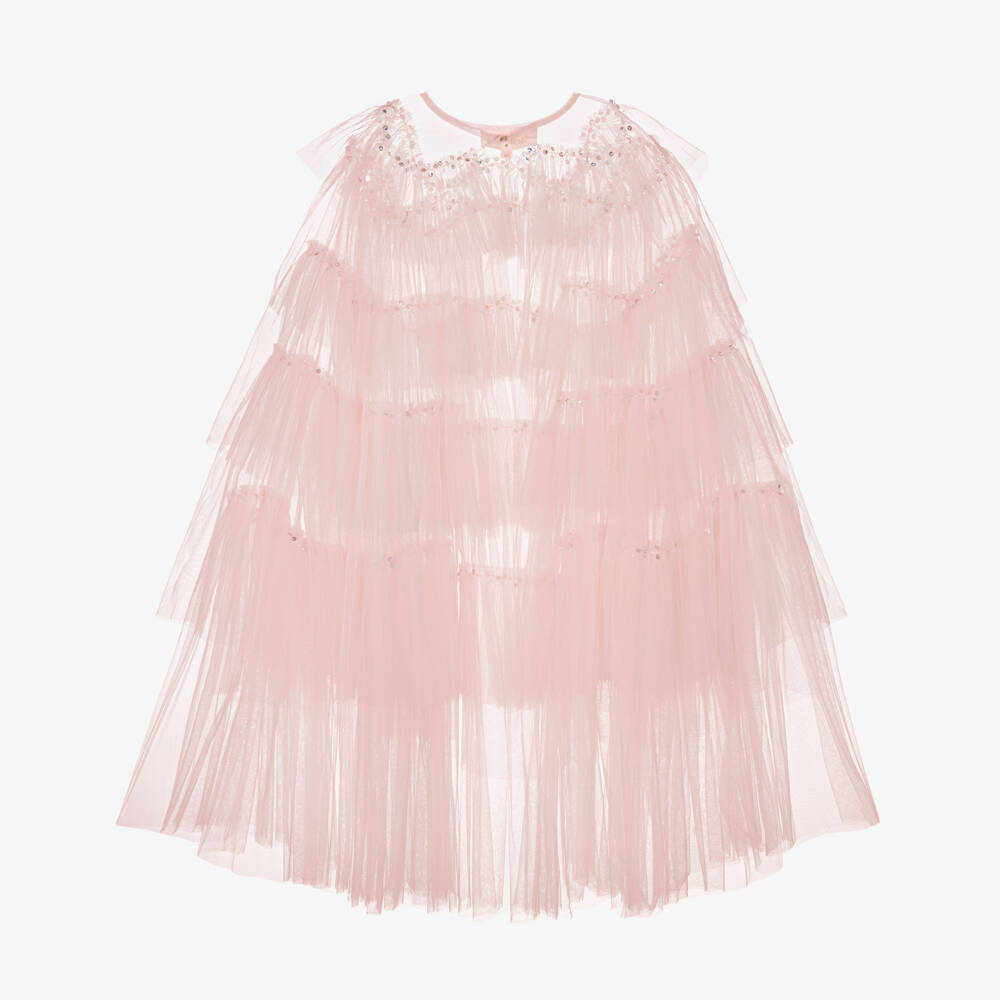 Tutu du Monde-Girls Pale Pink Tiered Tulle Cape | Childrensalon