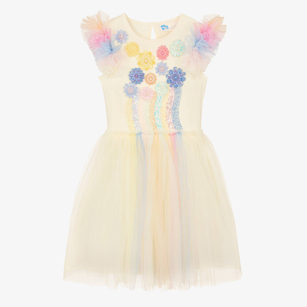 Tutu du Monde-Girls Pale Yellow & Pastel Coloured Tulle Dress | Childrensalon