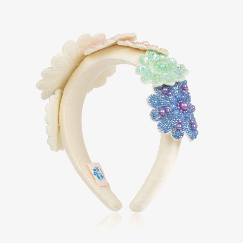 Tutu du Monde-Girls Pale Yellow Sequinned Flower Hairband | Childrensalon