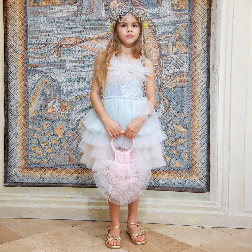 Tutu du Monde-Girls Pastel Blue & Pink Tulle Dress with Sequin Embellishment | Childrensalon