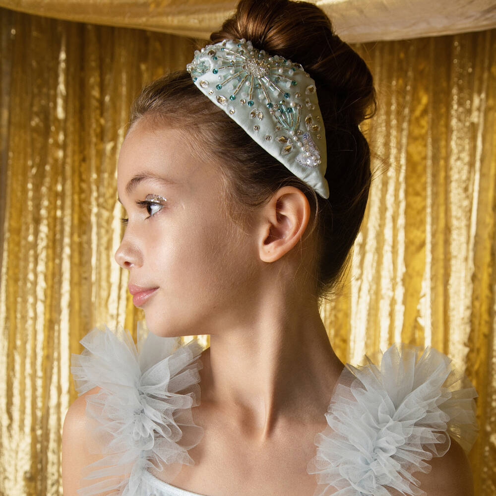 Tutu du Monde-Ободок из атласа пастельно-голубой в виде банта для девочек | Childrensalon