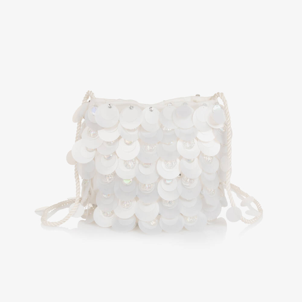 Tutu du Monde-Girls Pearlescent White Sequin Shoulder Bag (19cm) | Childrensalon