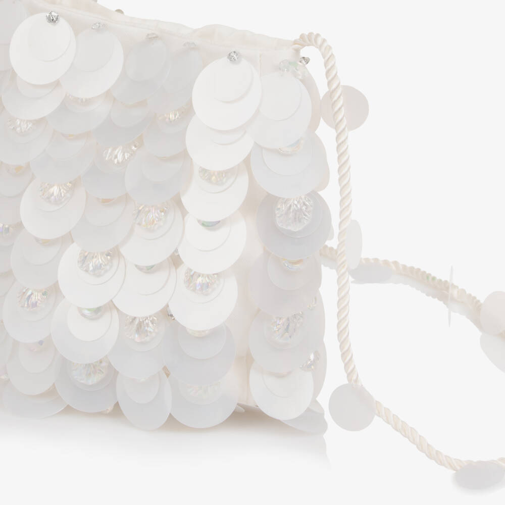 Tutu du Monde-Girls Pearlescent White Sequin Shoulder Bag (19cm) | Childrensalon