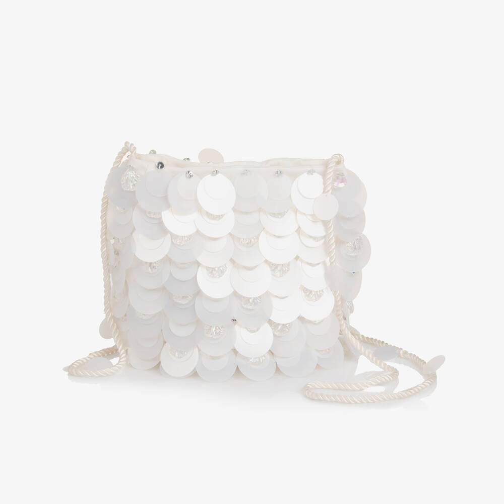 Tutu du Monde-Girls Pearlescent White Sequin Shoulder Bag (19cm) | Childrensalon