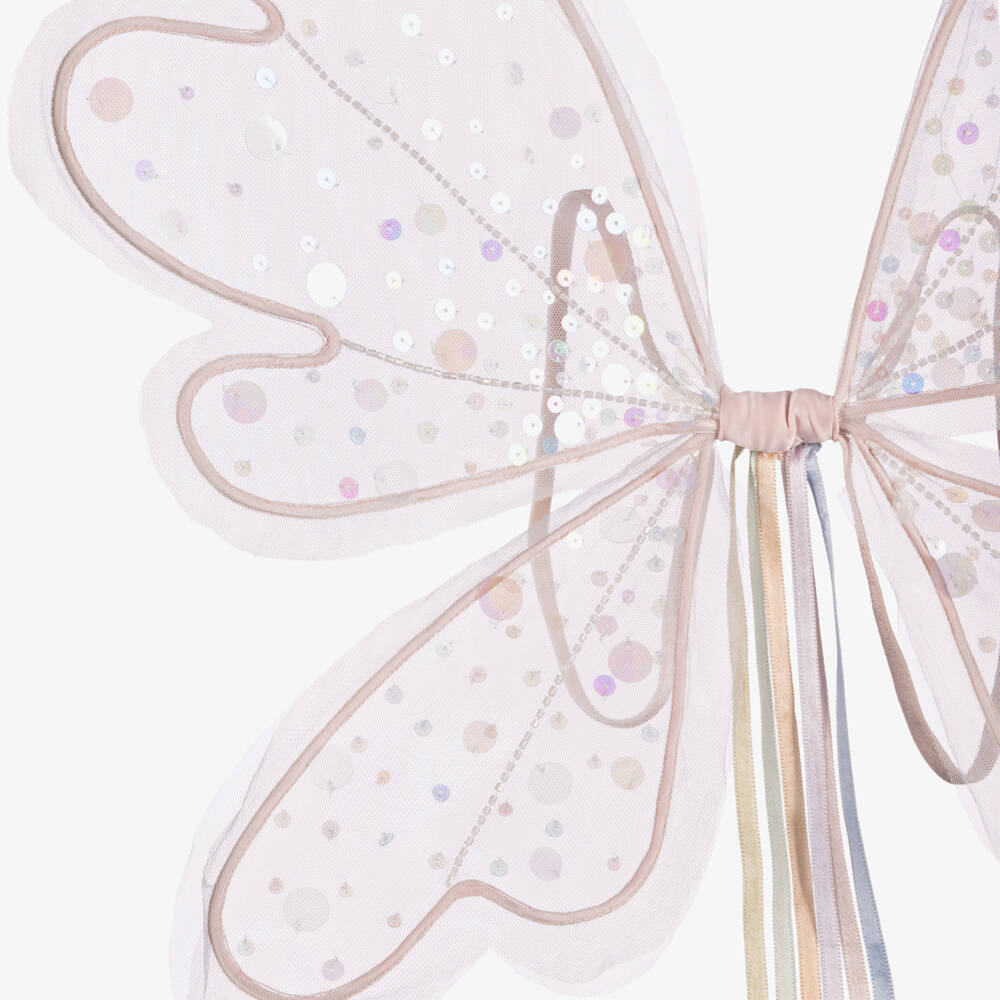 Tutu du Monde-Girls Pink Fairy Wings with Pastel Rainbow Sequins | Childrensalon