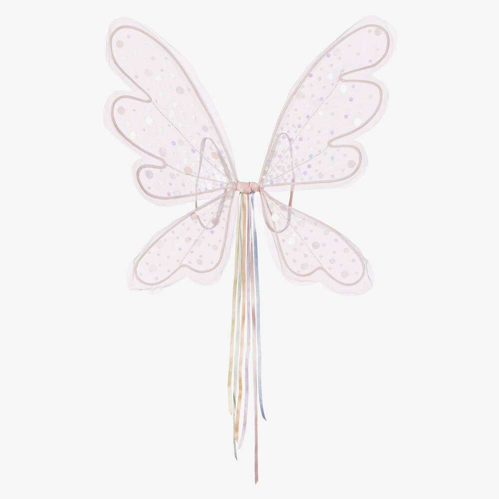 Tutu du Monde-Girls Pink Fairy Wings with Pastel Rainbow Sequins | Childrensalon