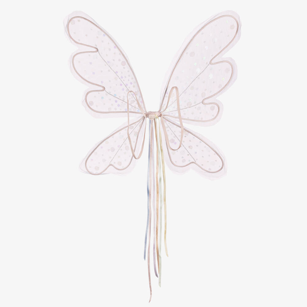 Tutu du Monde-Girls Pink Fairy Wings with Pastel Rainbow Sequins | Childrensalon