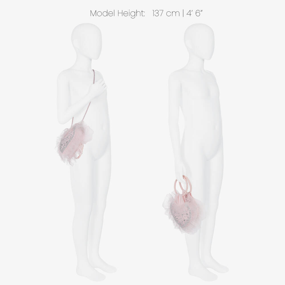 Tutu du Monde-Girls Pink Heart-Shaped Jewelled Cotton Bag (17cm)  | Childrensalon