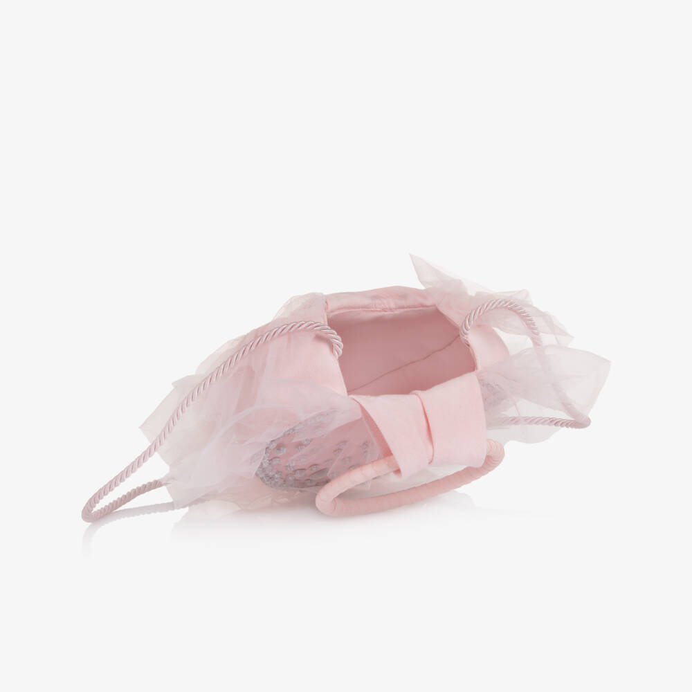 Tutu du Monde-Girls Pink Heart-Shaped Jewelled Cotton Bag (17cm)  | Childrensalon