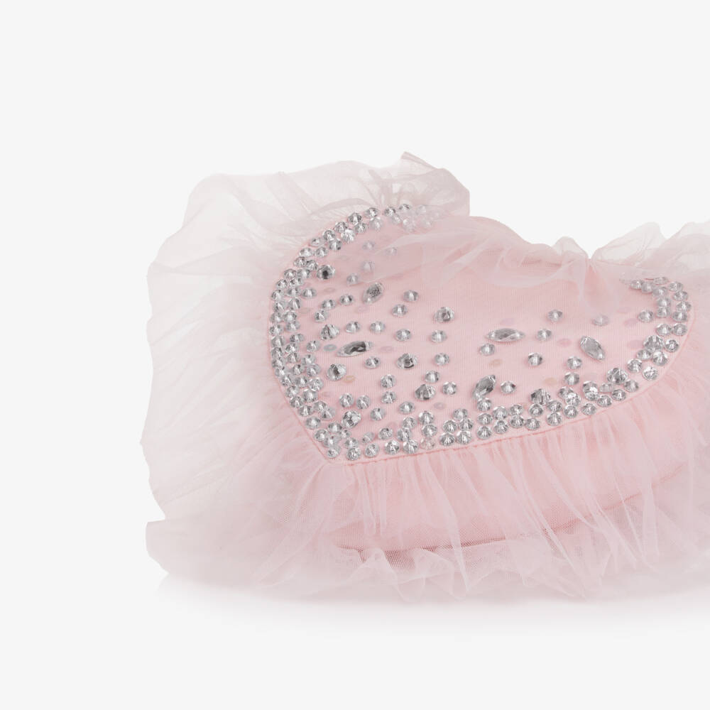 Tutu du Monde-Girls Pink Heart-Shaped Jewelled Cotton Bag (17cm)  | Childrensalon