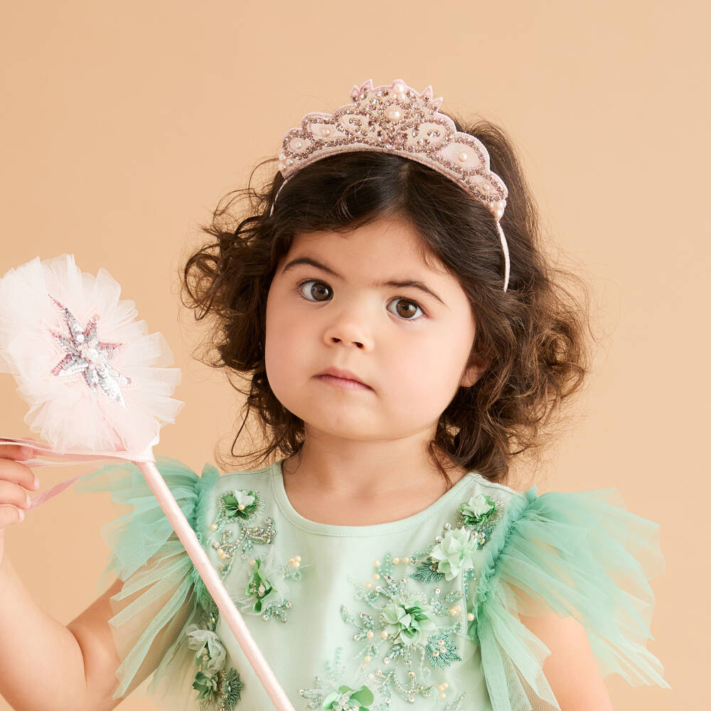 Tutu du Monde-طوق تيارا للشعر مزين بالجواهر لون زهرى للبنات | Childrensalon