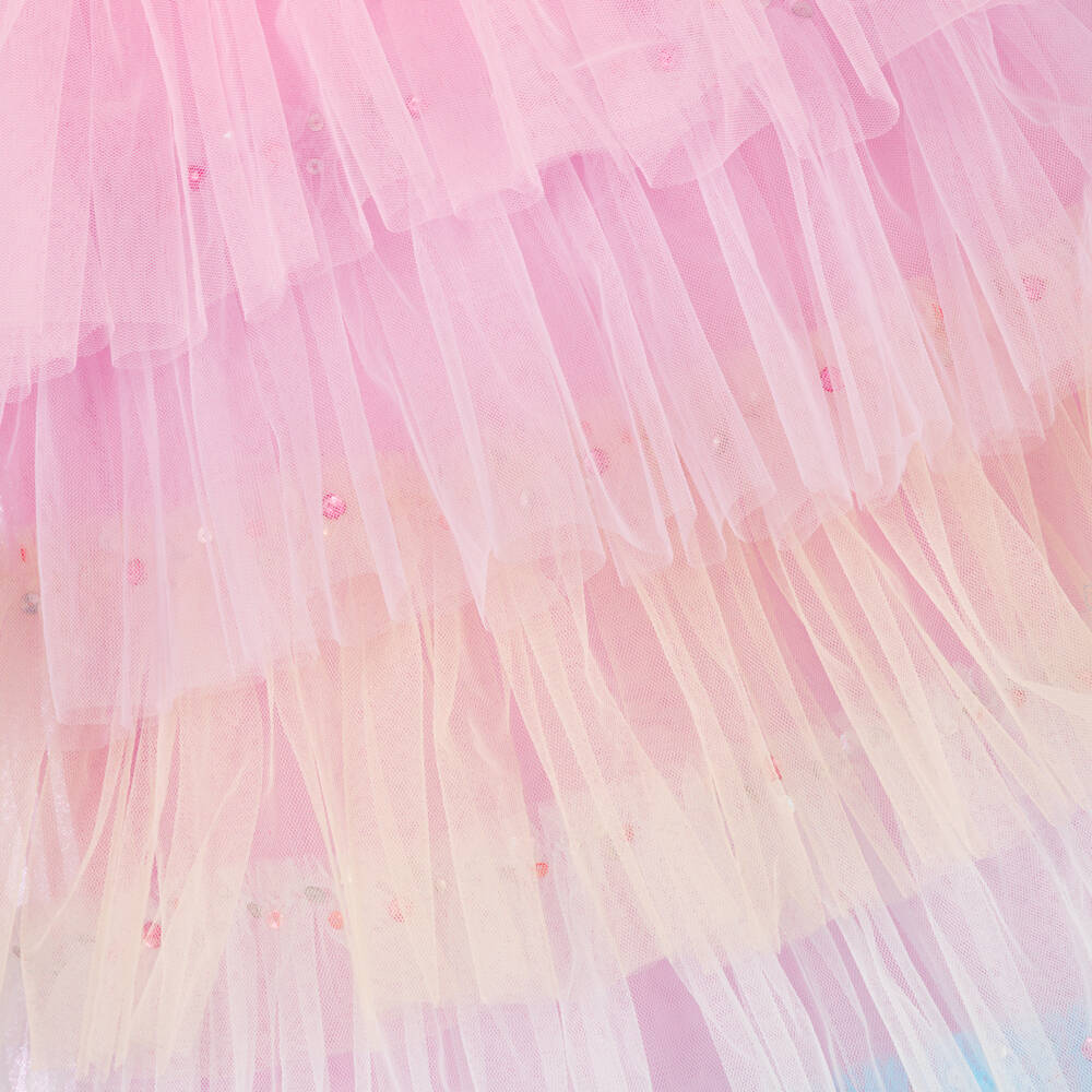 Tutu du Monde-Girls Pink Layered Rainbow Tulle Dress | Childrensalon