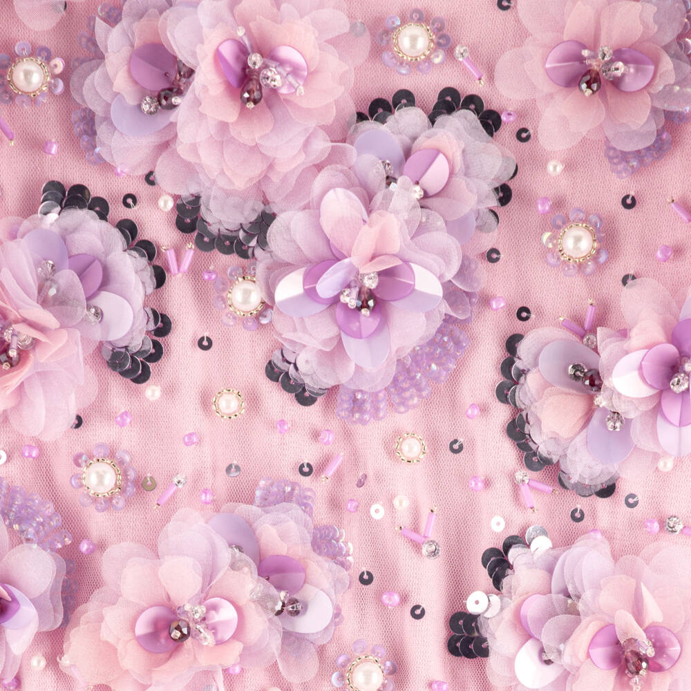 Tutu du Monde-Girls Pink & Lilac Floral Embellished Tulle Dress | Childrensalon