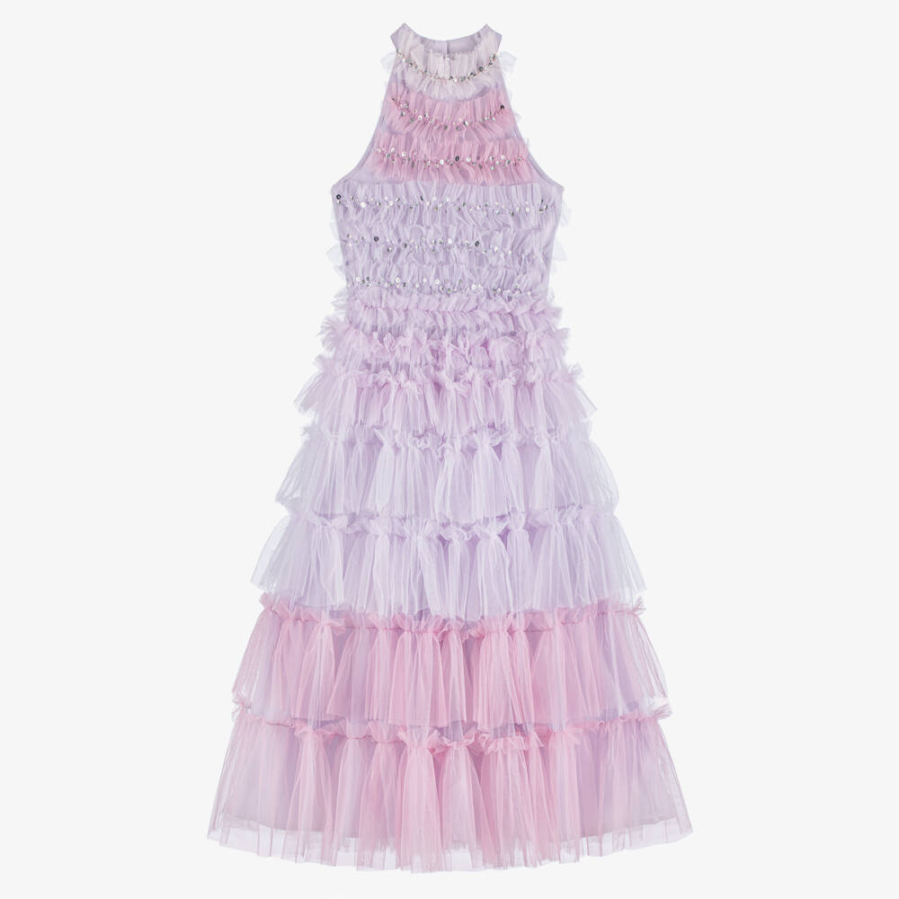 Tutu du Monde-Girls Pink & Lilac Tulle Halterneck Dress | Childrensalon