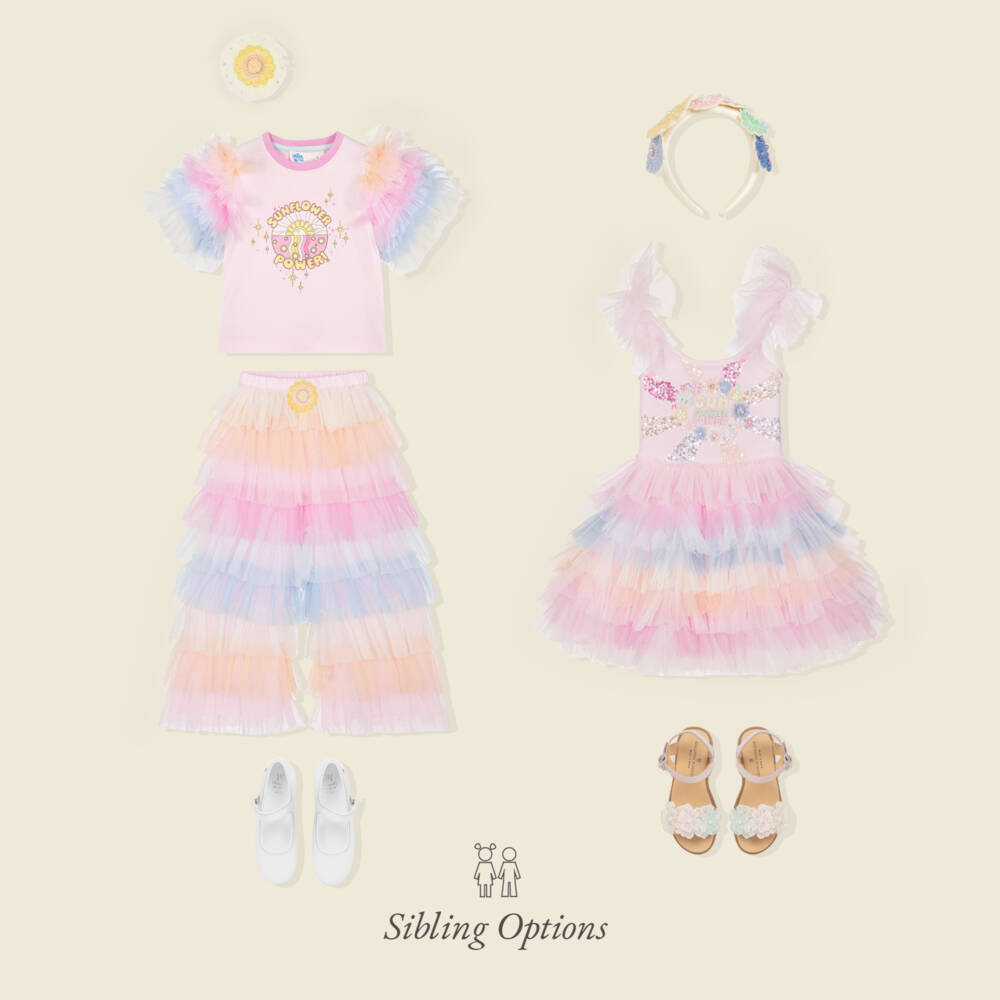 Tutu du Monde-Платье розово-пастельное из тюля с оборками для девочек | Childrensalon