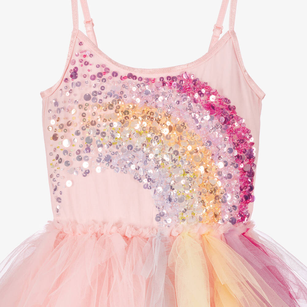 Tutu du Monde-Girls Pink Rainbow Tutu Dress with Beads & Sequins | Childrensalon