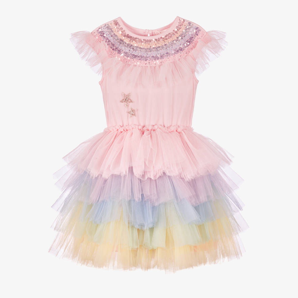 Tutu du Monde-Girls Pink Rainbow Tutu Ruffle Dress | Childrensalon
