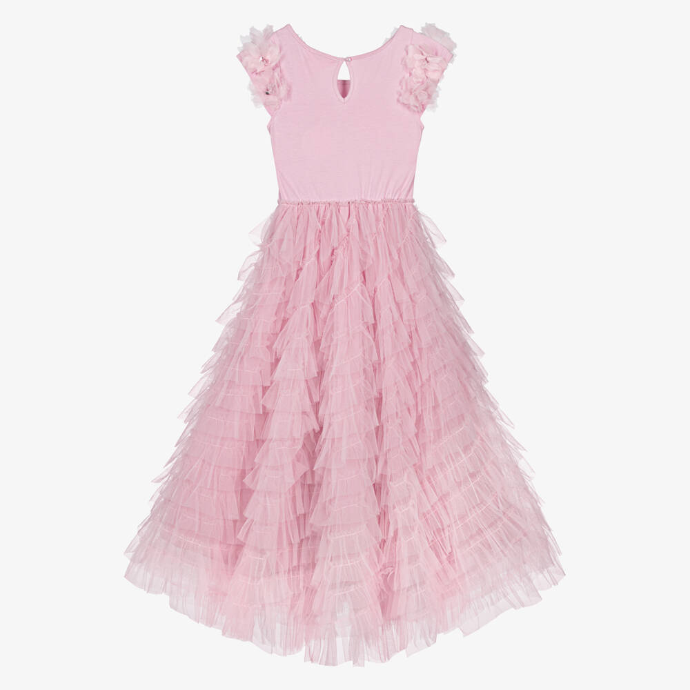 Tutu du Monde-Girls Pink Ruffle Tulle Dress with Beads & Sequin | Childrensalon