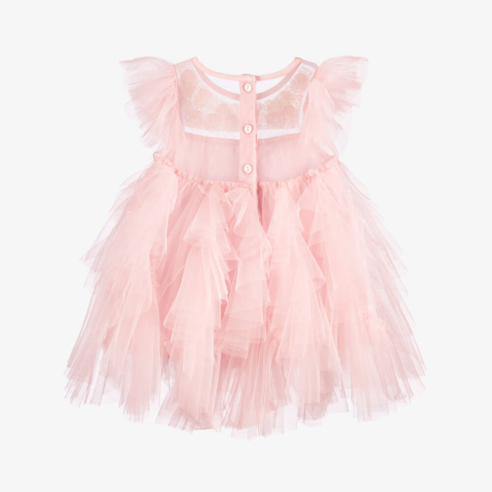 Tutu du Monde-Girls Pink Ruffle Tulle Dress with Sequins | Childrensalon