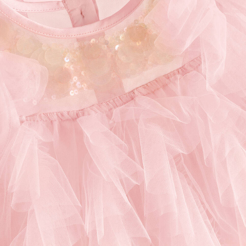 Tutu du Monde-Girls Pink Ruffle Tulle Dress with Sequins | Childrensalon