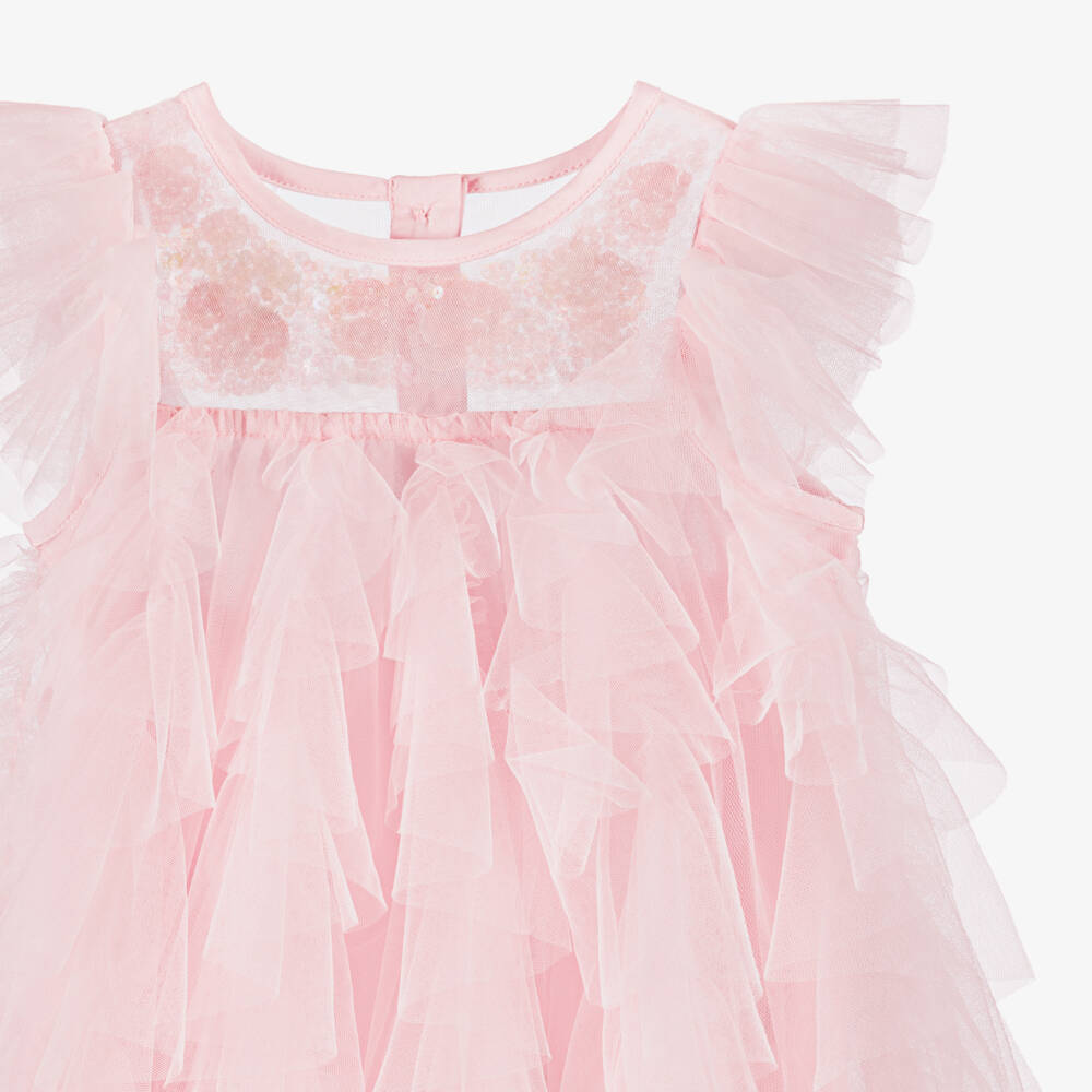 Tutu du Monde-Girls Pink Ruffle Tulle Dress with Sequins | Childrensalon