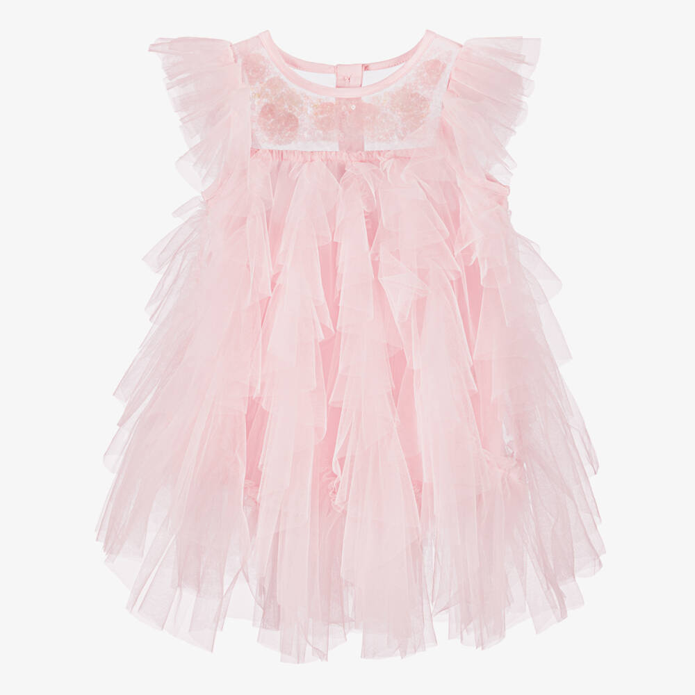 Tutu du Monde-Girls Pink Ruffle Tulle Dress with Sequins | Childrensalon