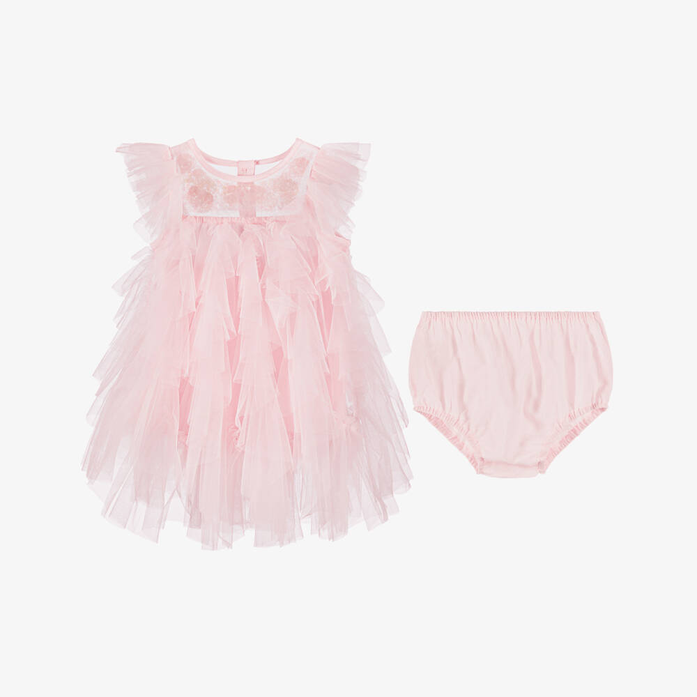 Tutu du Monde-Girls Pink Ruffle Tulle Dress with Sequins | Childrensalon